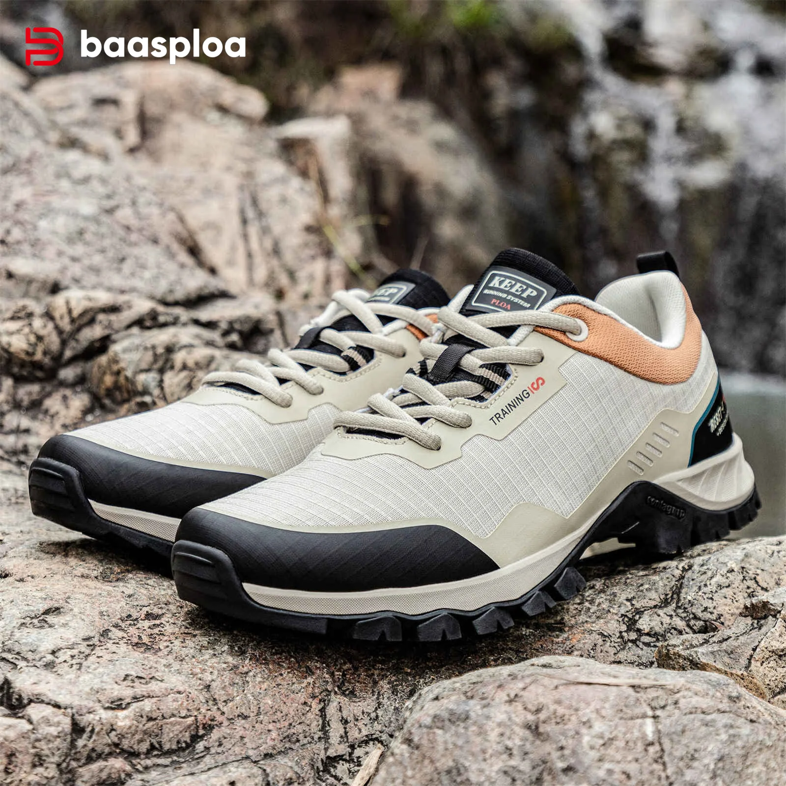 Baasploa Men Lightweight Hiking Shoes 2024 New Summer Breathable Lace-Up Sneakers Male Casual Non-Slip Wear Resistant Shoes