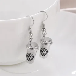 My Shape 3D Coffee Cup Drop Earrings for Women Zinc Alloy Charms Earring for Girls Fashion Jewelry Gifts for Female Coffee Maker