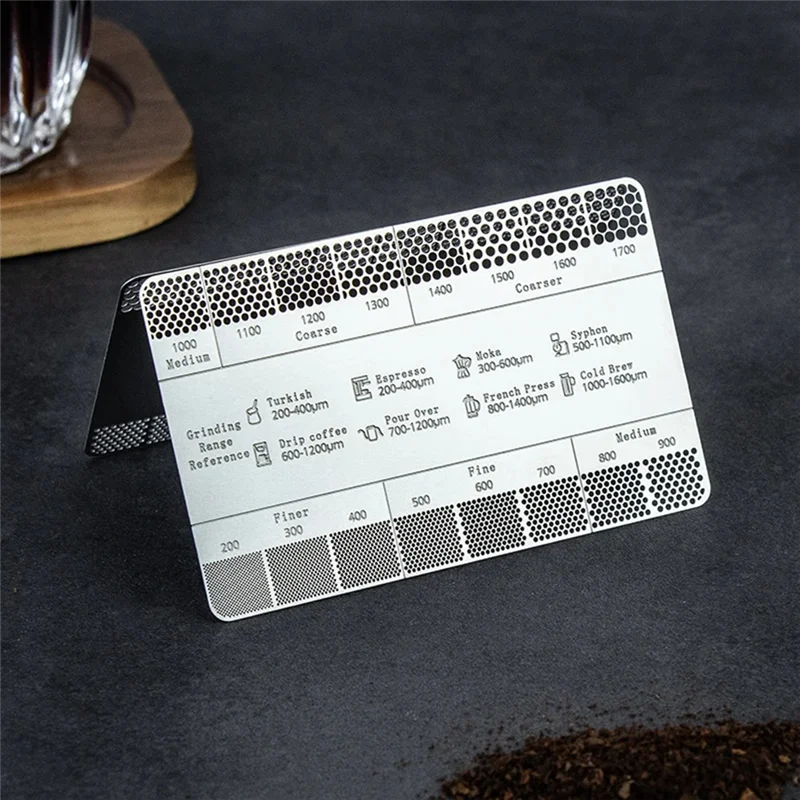 A01V-Kaffee Pulver Schleifen Dicke Referenz Vergleich Karte Mühle Schleifen Pulver Dicke Vergleich Skala