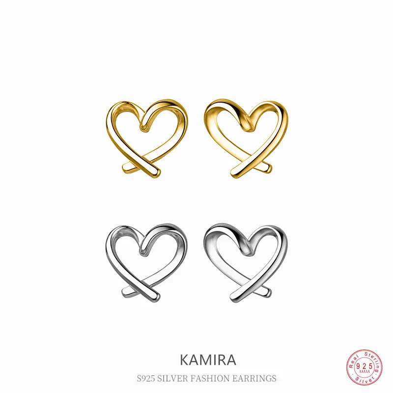 KAMIRA 925 Sterling Silver Fashion Elegant Love Ear Clips Earring for Women Banquet Non-Piercing Heart Ear Clips Wedding Jewelry