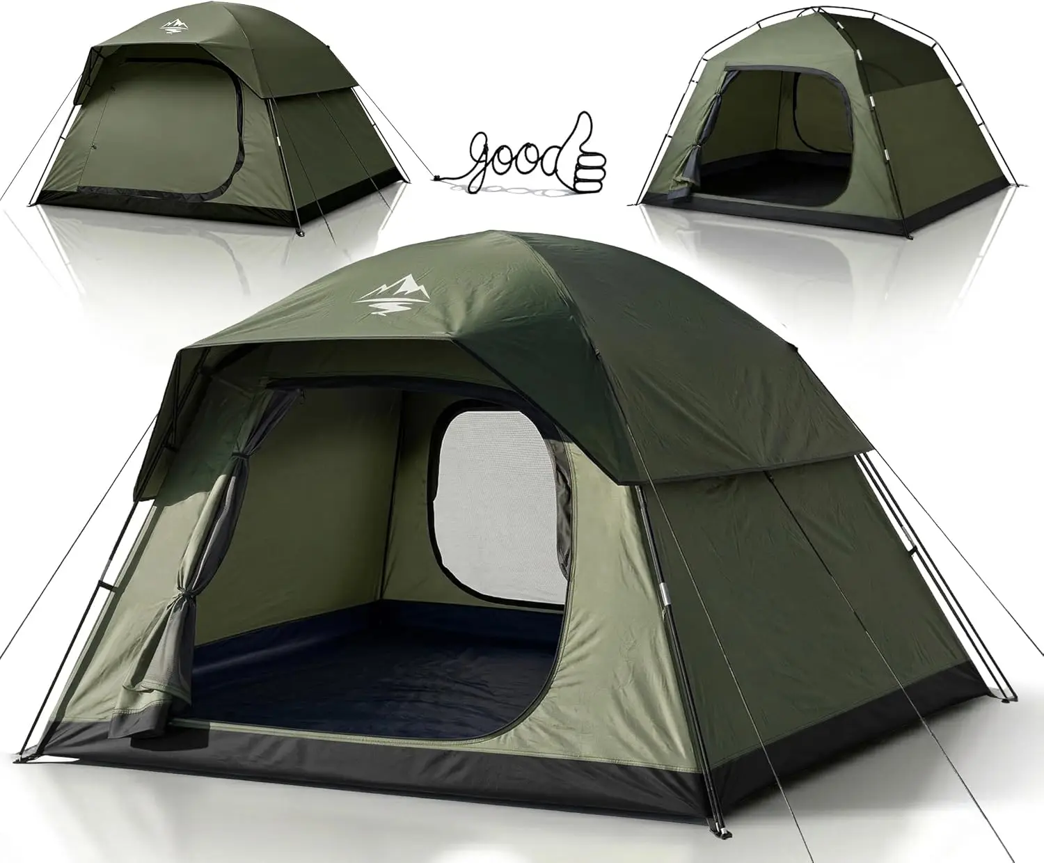 

Tent 4 Person Camping Tents - Double Layer with 2 Doors & Rainfly, Portable Waterproof & Windproof