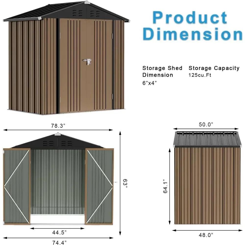 Imagem -06 - Galpão de Armazenamento ao ar Livre com Piso Ferramenta Utilitária Casa com Ferramentas de Porta com Fechadura Edifícios de Jardim Abrigo de Cabine 6x8 Pés