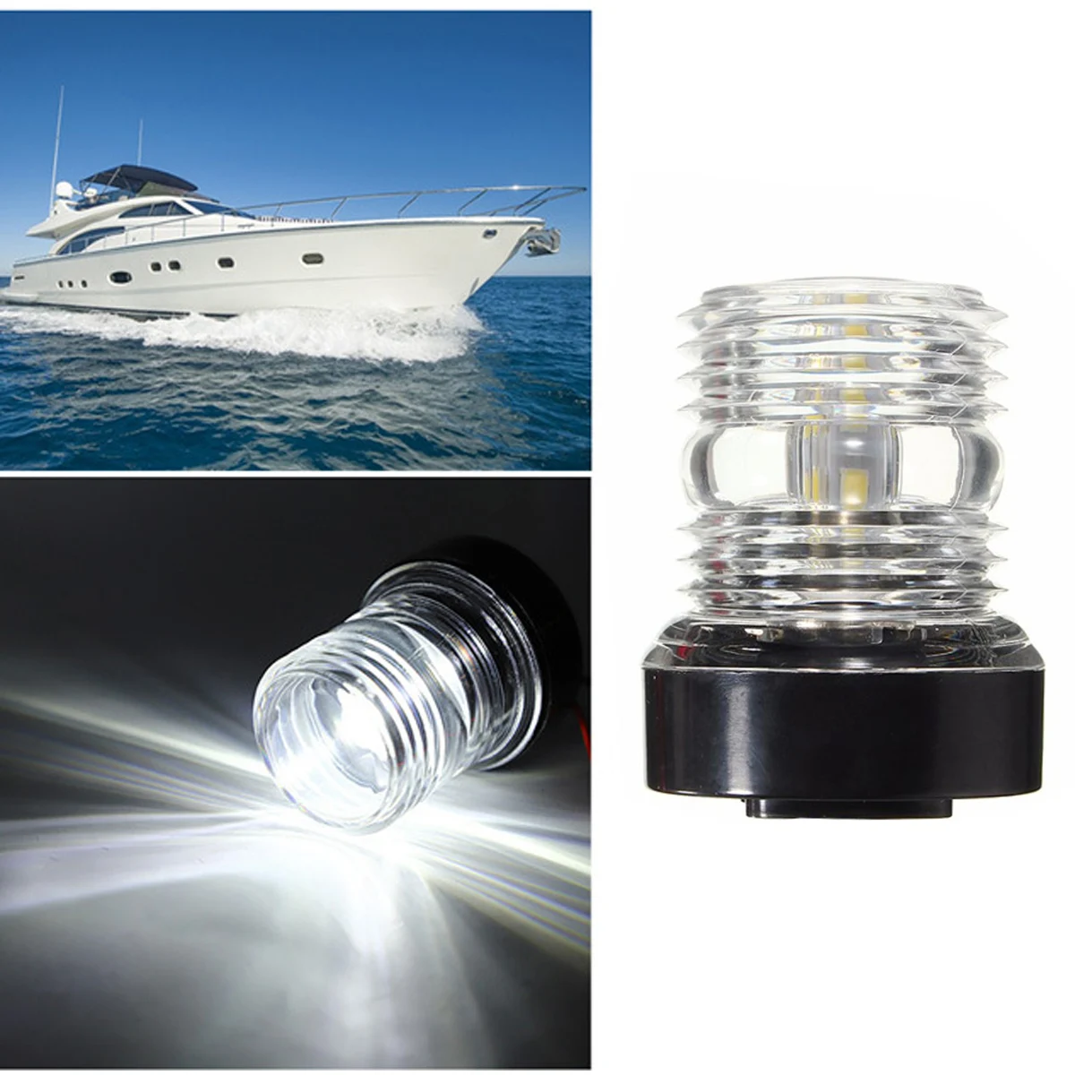 2PCS 12-24V Marine Boat Yacht Navigation Light All Round 360 Degree 3 Color Waterproof LED Anchor Lamp Boat Accessories