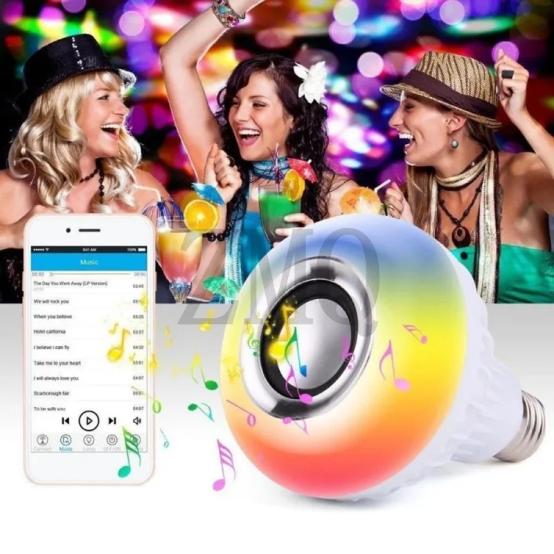 12W RGB E27 Music RGB Color Changing Light Bulb Bluetooth Speaker Multicolor Decorative Bulb with Remote Control for Party Home