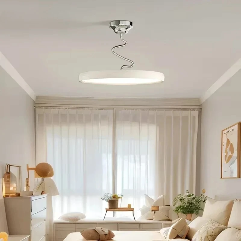 Moden Rotundity Aluminium Ceiling Lights Acrylic Lampshade Living Room Bedroom Restaurant Kitchen Tri-color Dimming Hanging Lamp