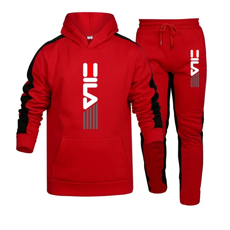 2023 Hot Sale Mens Tracksuit Hooded Sweatshirts and Jogger Pants High Quality Gym Outfits Autumn Winter Casual Sports Hoodie Set