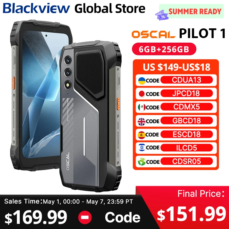 Blackview Oscal PILOT 1 Rugged phone 6.67-inch HD+ 90Hz Display Helio G81 CPU 5W BOX Speaker 6GB 256GB 15000mAh NFC Cellphone