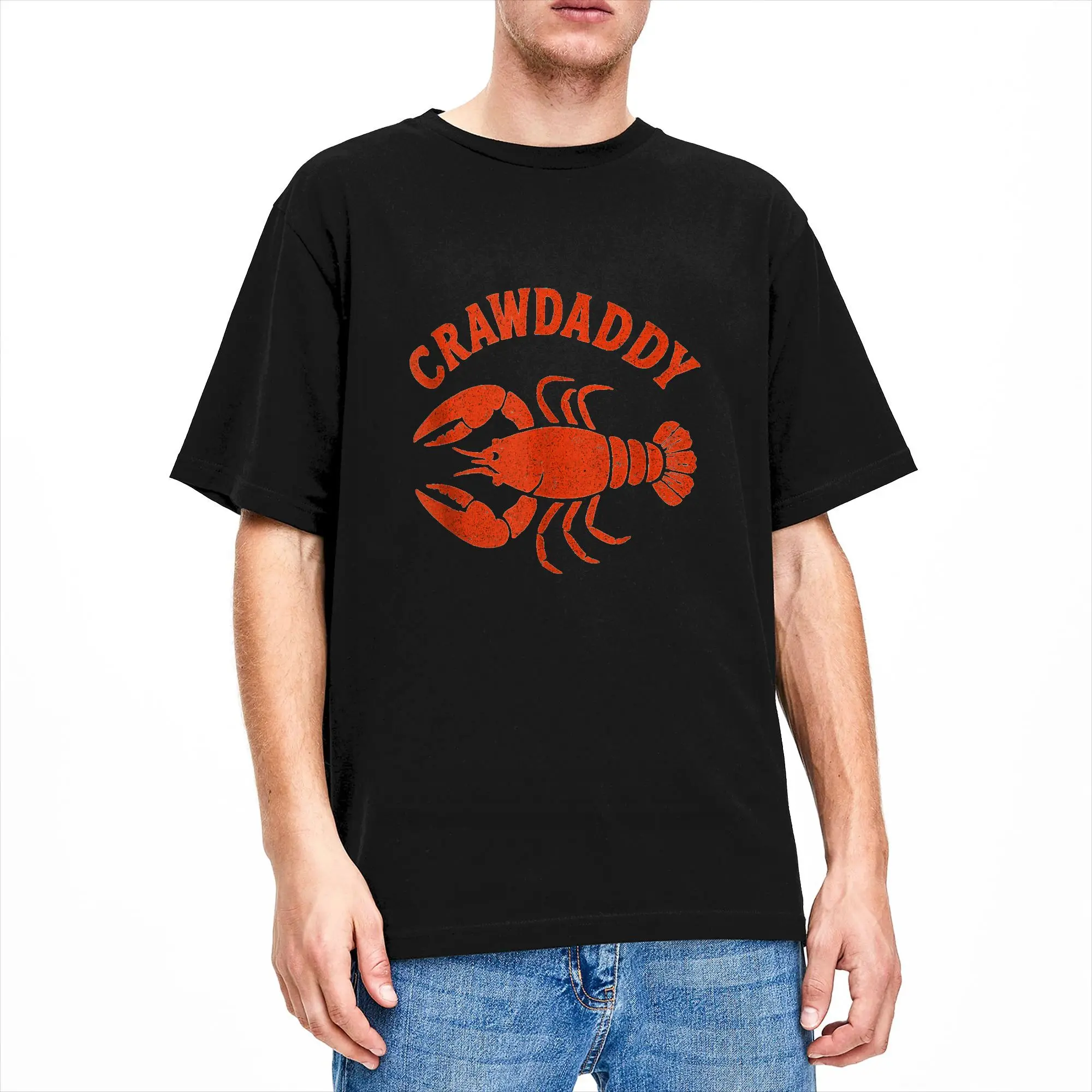 Funny Craw Daddy Crawfish Boil Dad Crawdad Men T Shirts  Vintage Tees Short Sleeve O Neck T-Shirt Cotton Plus Size Clothing