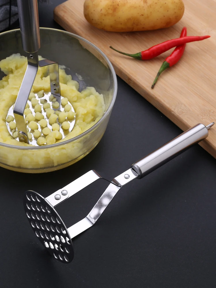 

Stainless Steel Potato Masher Pumpkin Garlic Vegetable Fruit Easy Mud Press Grinder Children Food Crusher Kitchen Accessories