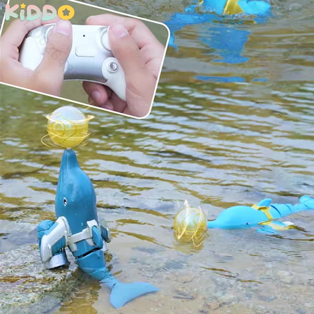 

2.4G Remote Control Dolphin Simulation with Ball Submarine Robots Rc Shark Animal Model Toy Electric Fish Outdoor Kids Toys Boy