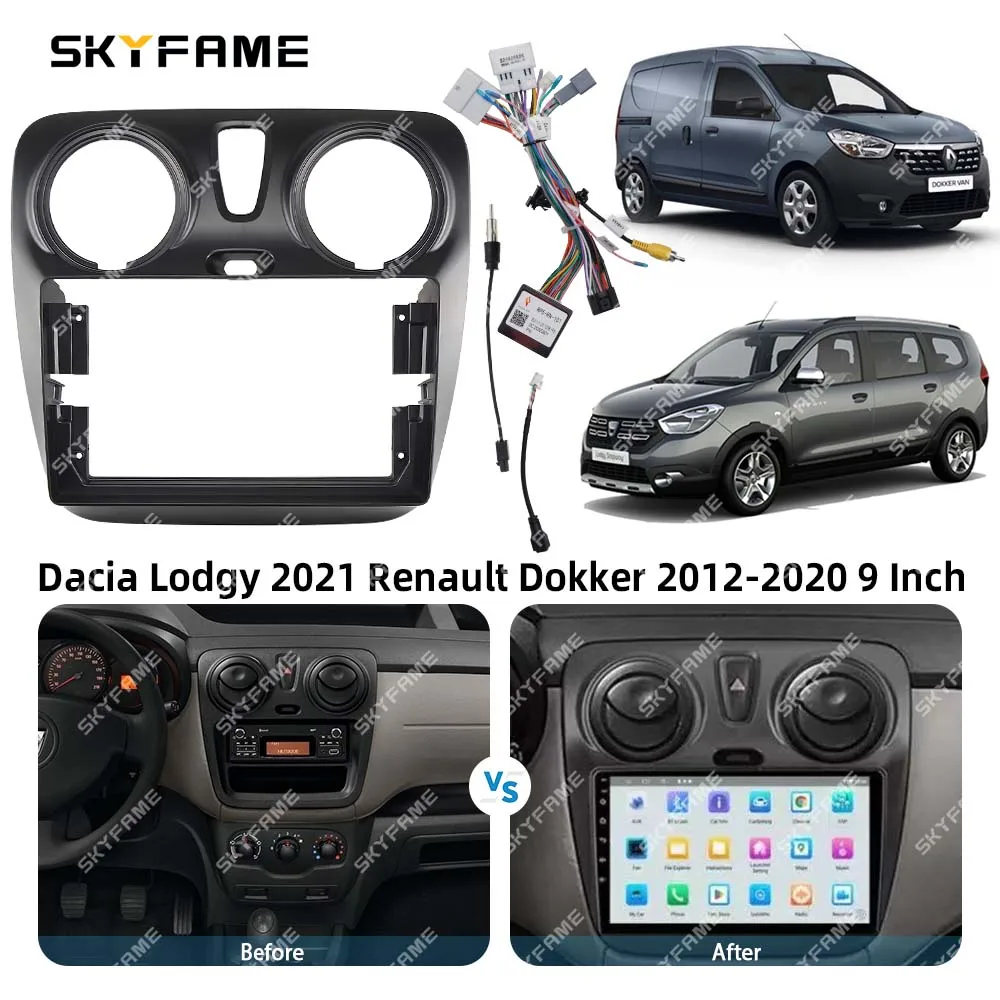 SKYFAME Car Frame Fascia Adapter Canbus Box Decoder Android Radio Dash Fitting Panel Kit For Dacia Lodgy Renault Dokker