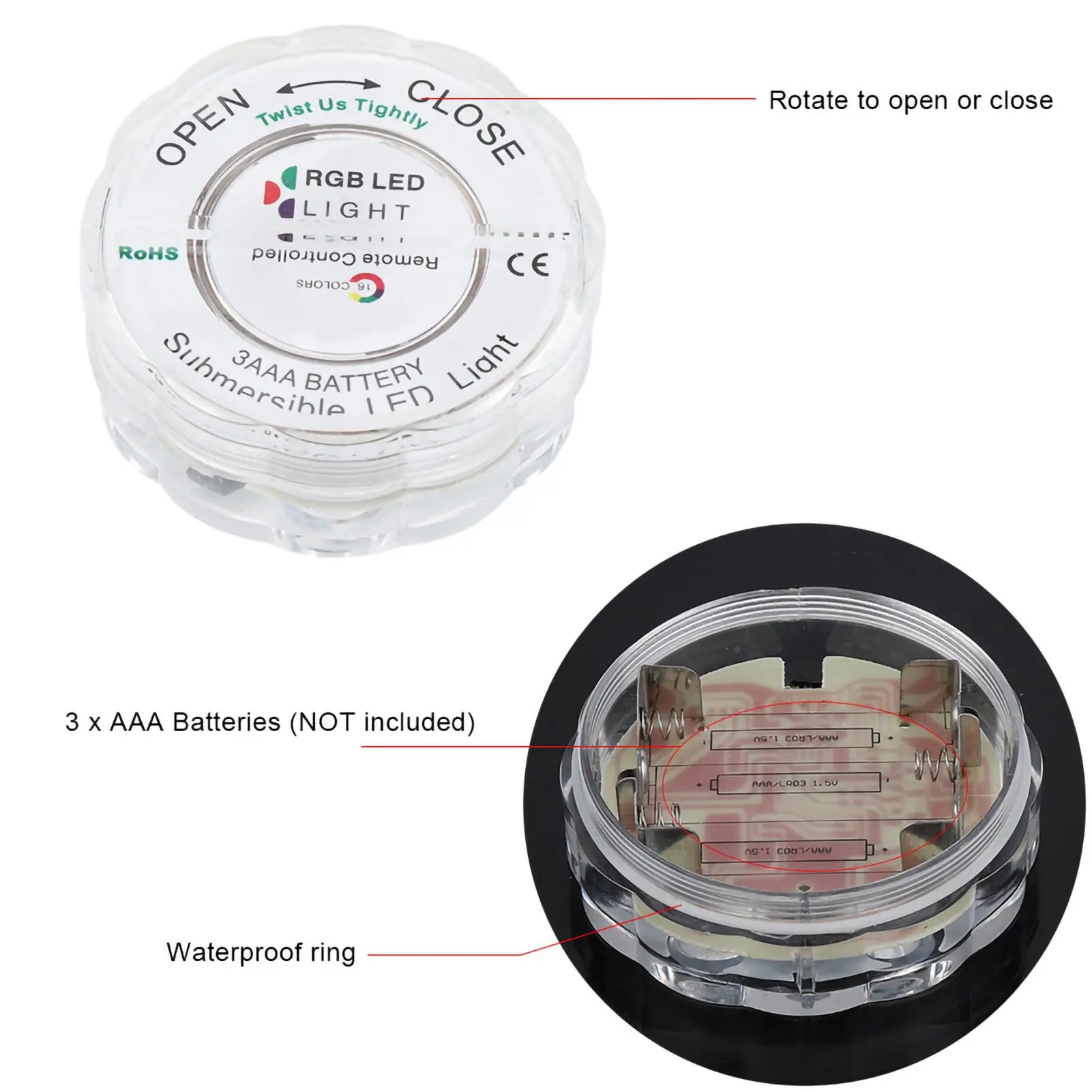 كشاف LED يعمل بالبطارية، ضوء صغير لخزان الأسماك المزخرف لحفلات الزفاف وحفلات الهالوين (4 عبوات)