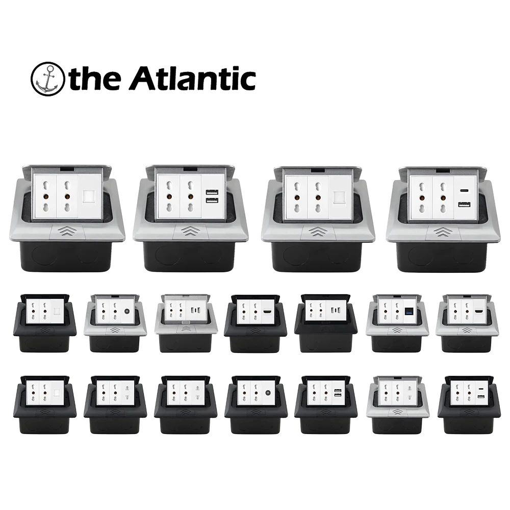

16A 250V Italian Chilean Household Floor Socket Pop-up Floor Socket Ground Embedded Socket Plug With USB Type-C HDMI TV RJ45