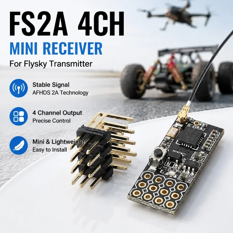 FS FS2A-4CH 4 Channel PWM Receiver 4CH Radio RX Module Compatible with Fixed Wing RC Aircraft Plane Remote Control Model Hobby