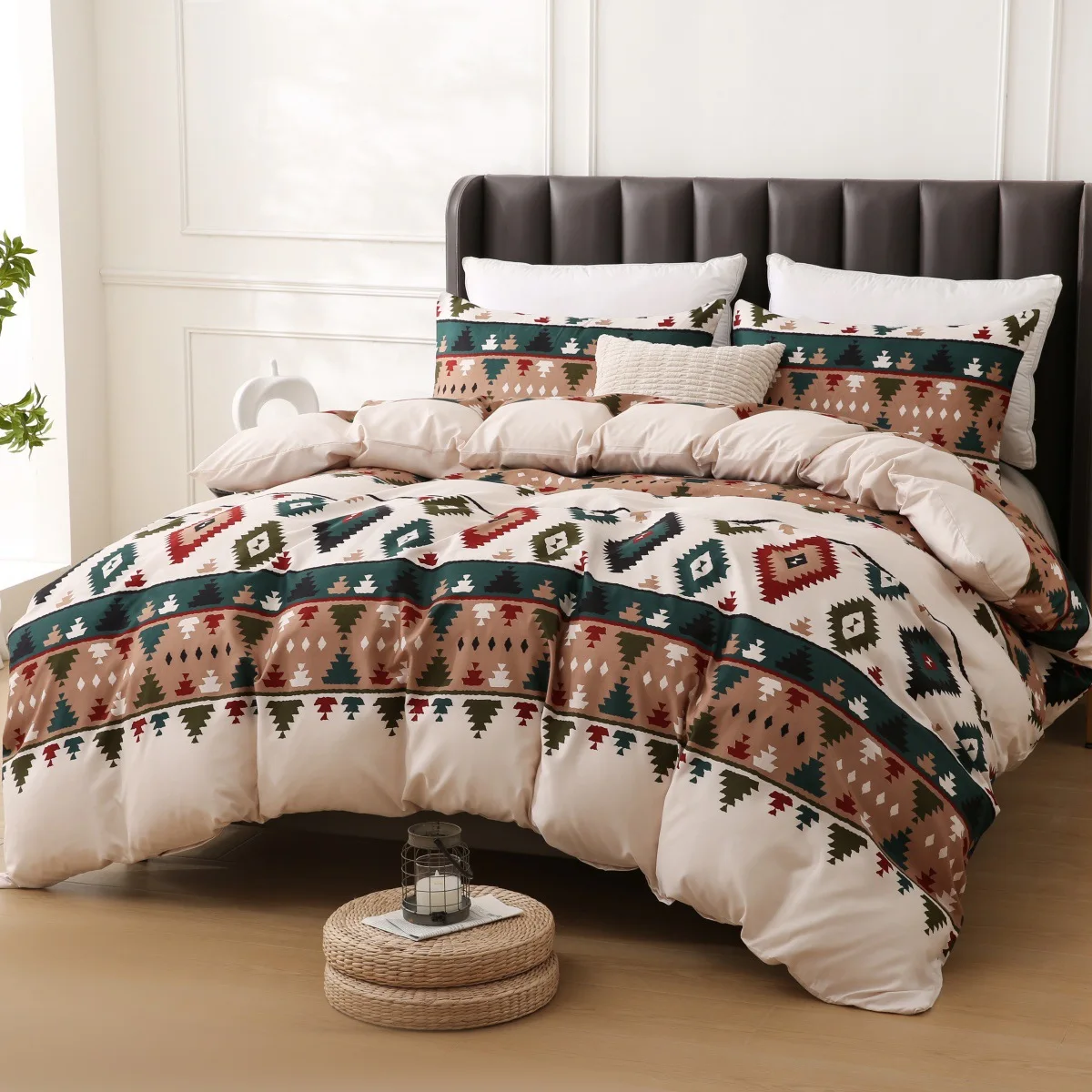 Amazon Christmas Tribal Stripe Printed Bedding Set 3PCS Home Textile Wholesale