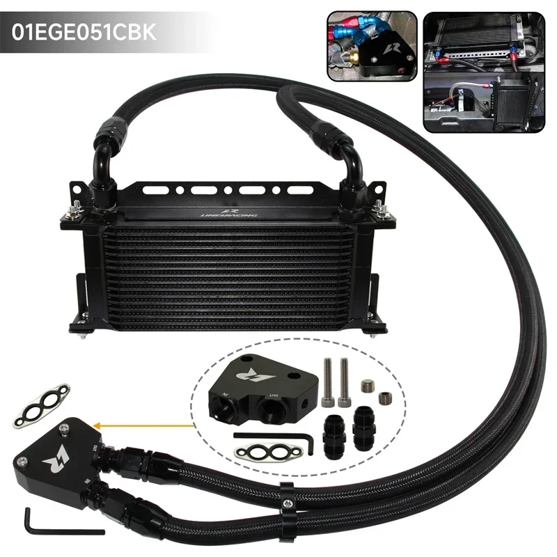 Black 15/16 Row Engine Oil Cooler w/ Bracket Kit AN10 For GM Chevrolet Corvette Camaro C5 C6 LS1 LS2 1997-2019 LS3 4.8L