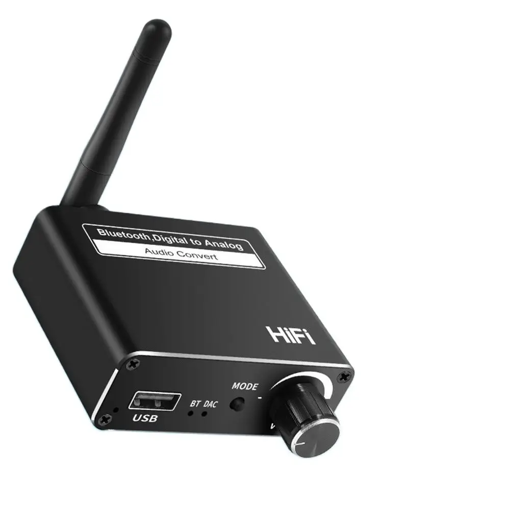 DAC Bluetooth-Compatible 5.0 Receiver Audio Converter Digital to Analog U Disk Play Toslink Optical Coaxial to Stereo 3.5mm R/L