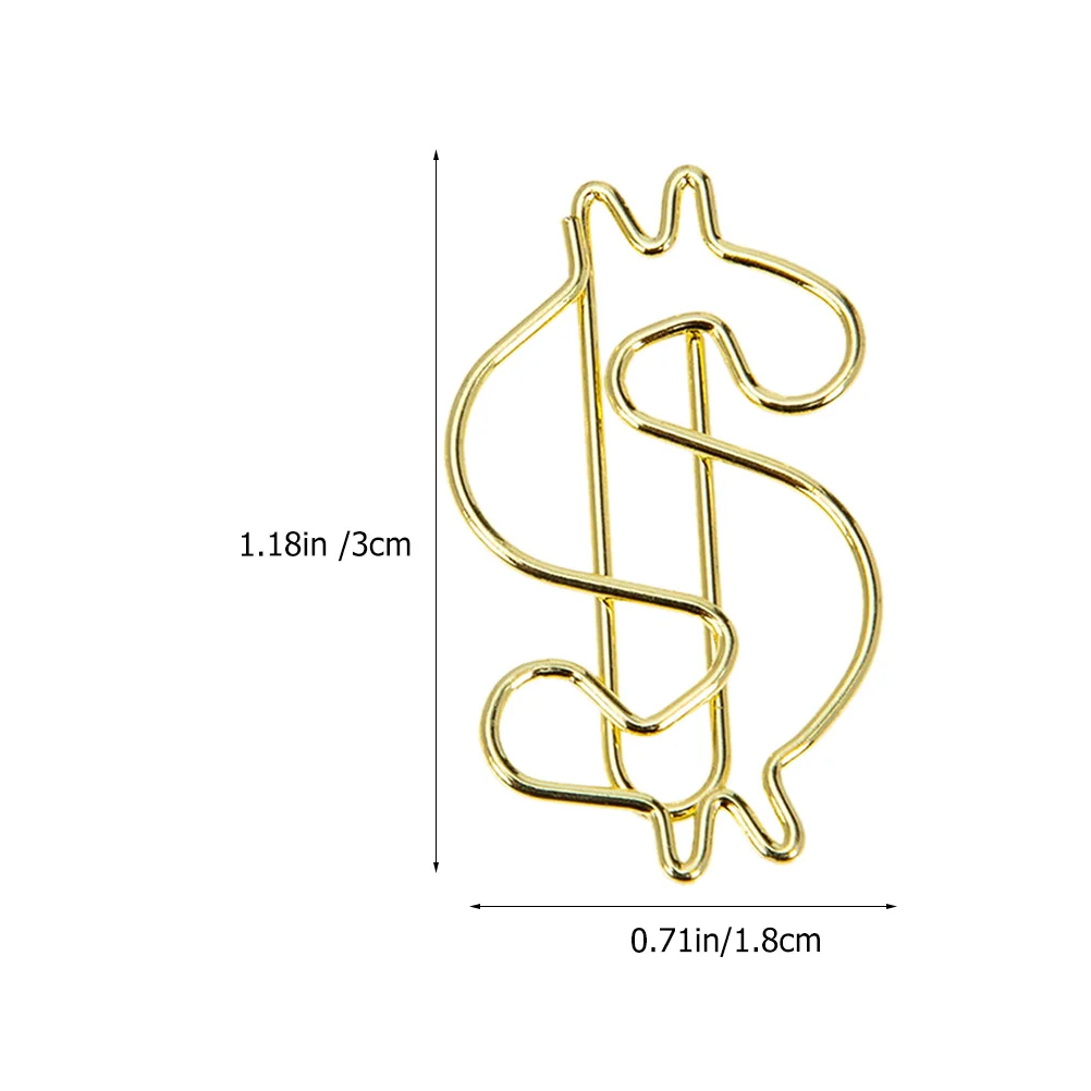 10 قطعة دبابيس ورق الذهب مطلي سبيكة الدولار تصميم مكتب المدرسة دبابيس ورق ملف معدني الزخرفية المشابك علامات صفحة الكتاب
