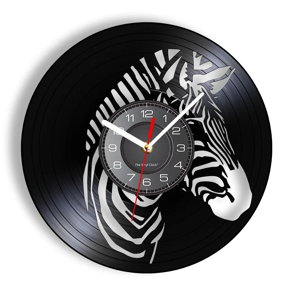 

Zebra Retro Vinyl Wall Clock For Living Room Decor African Wildlife Animal Pinto Horse Laser Cut Longplay Artwork Wall Watch