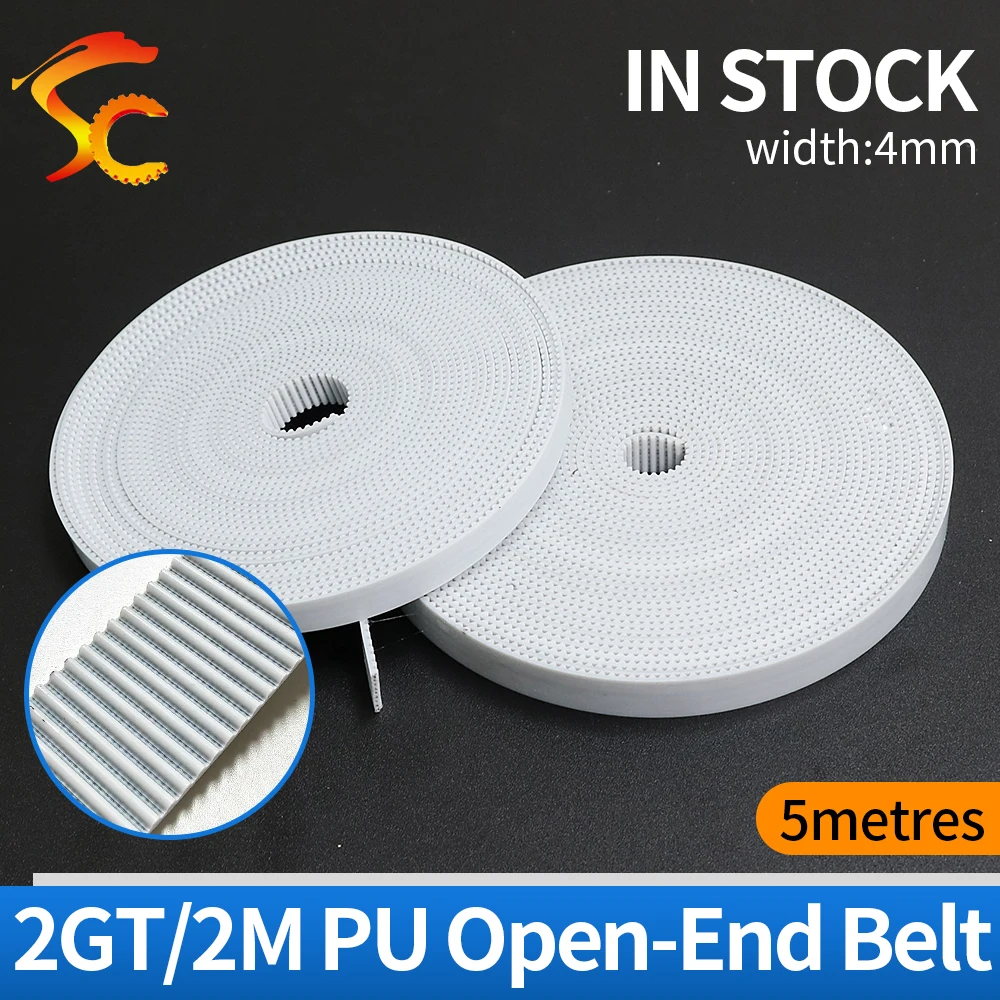 

5meters/Lot GT2 4mm timing belt Width 4mm Polyurethane with steel core Color White PU GT2-4mm Open belt 2GT 4mm for 3D printer
