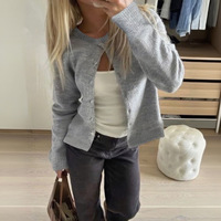 ITOOLIN Casual Simple Solid Color Long Sleeve Coat Sweater Autumn Winter Elegant Button Jacket Sweater 