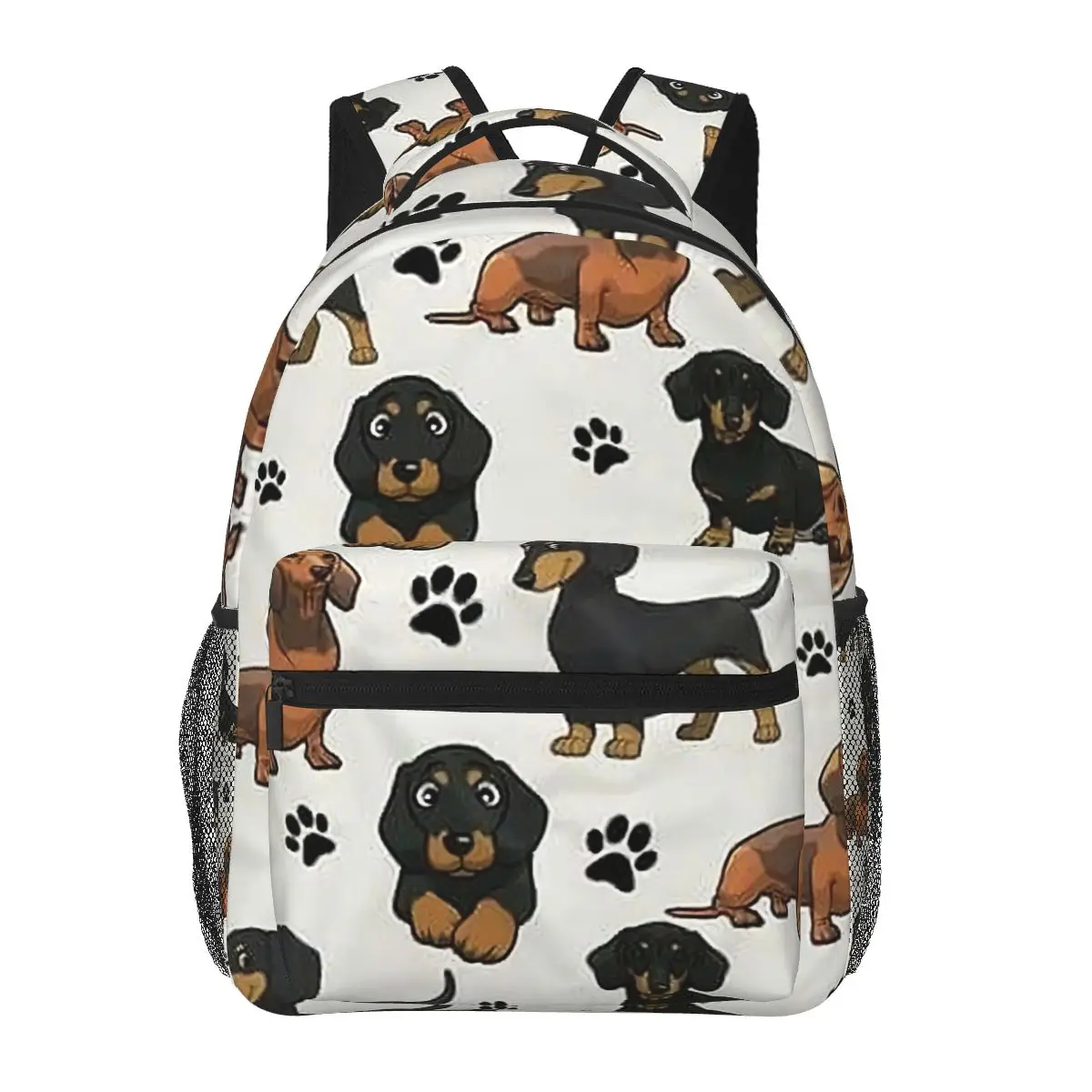 

Footprint Puppy Cute Knapsack for Men Women Dachshund Books Backpack Female School