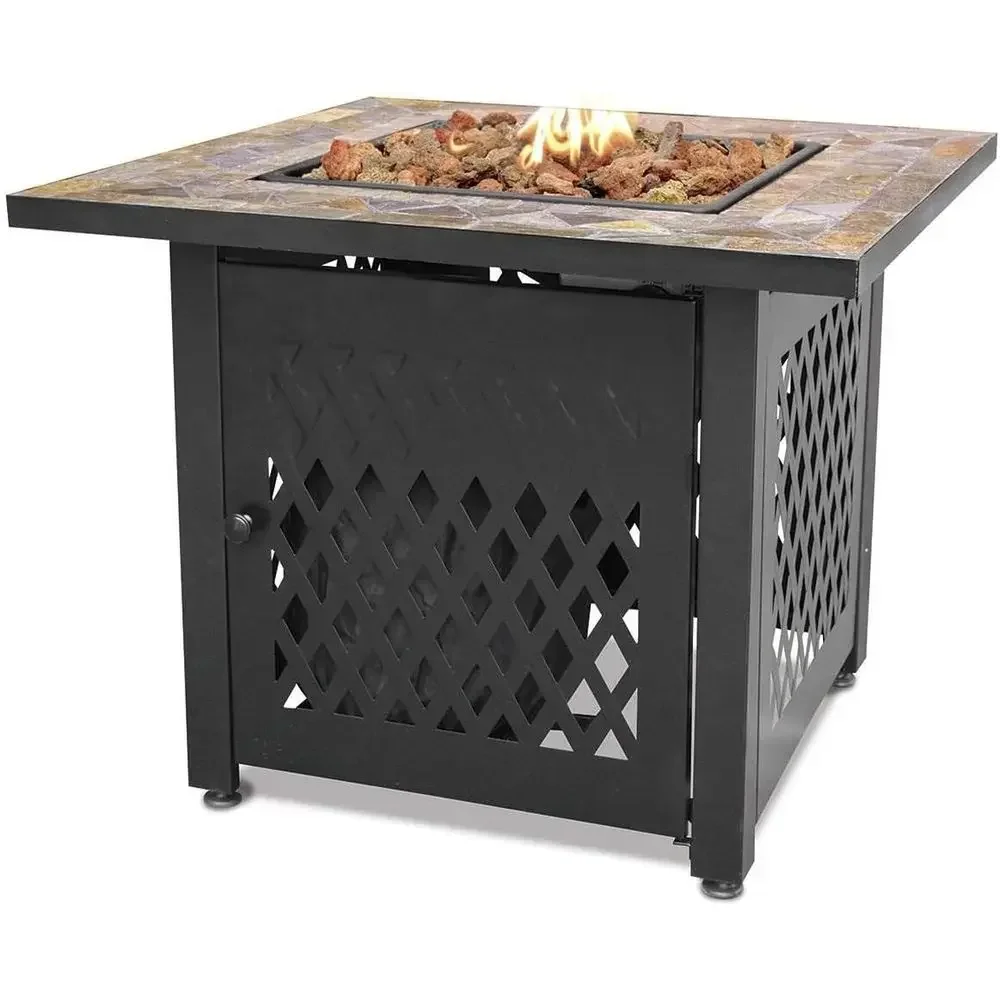 Large Multi-Color Outdoor Gas Fireplace with Mantel