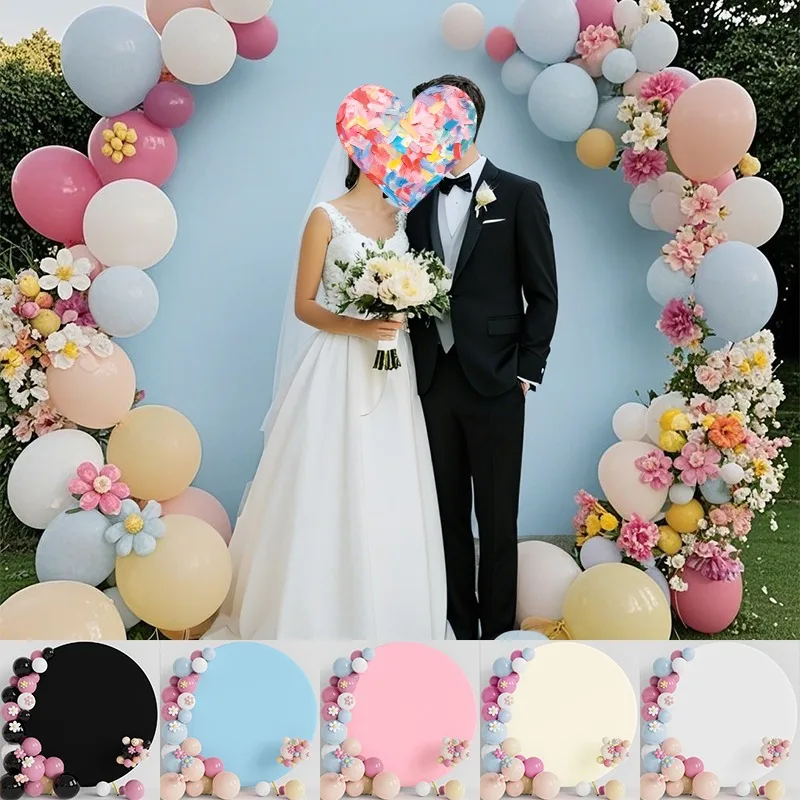 

White Round Backdrop Cover for Photography Studio Baby Shower Birthday Party Decor Portable Foldable Solid Color Background