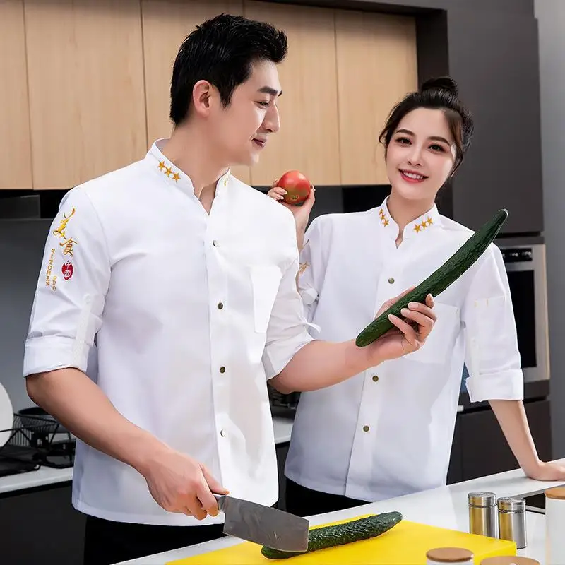 Baking Western Hotel Overalls Long-Sleeved Dining Restaurant Kitchen Chef Waiter Autumn and Winter Clothes Men