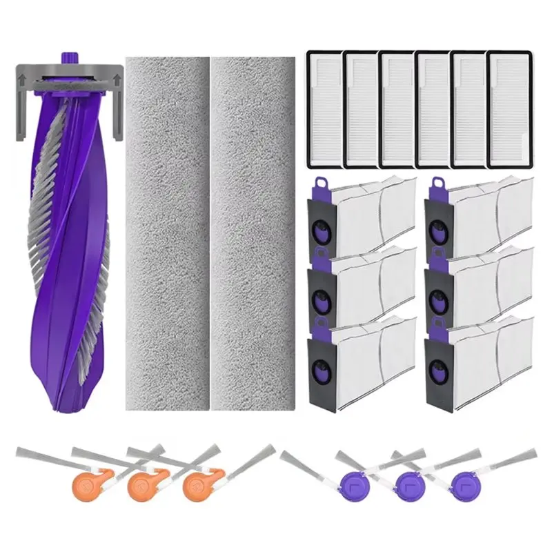 B83B-For Narwal Flow 2 Robot Vacuum Cleaner Vacuum Main Brush Side Brush Hepa Filter Dust Bag Roller Mop Set Replacement Accesso