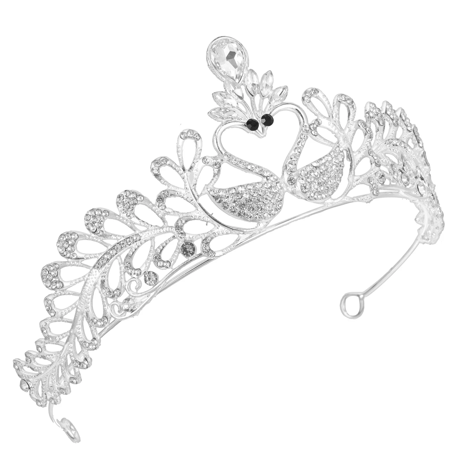 

Swan Modeling Crown Tiara Rhinestone Headdress Bride Wedding Accessory Alloy Tiara For Banquet Bridal Party Hair Styling Tool