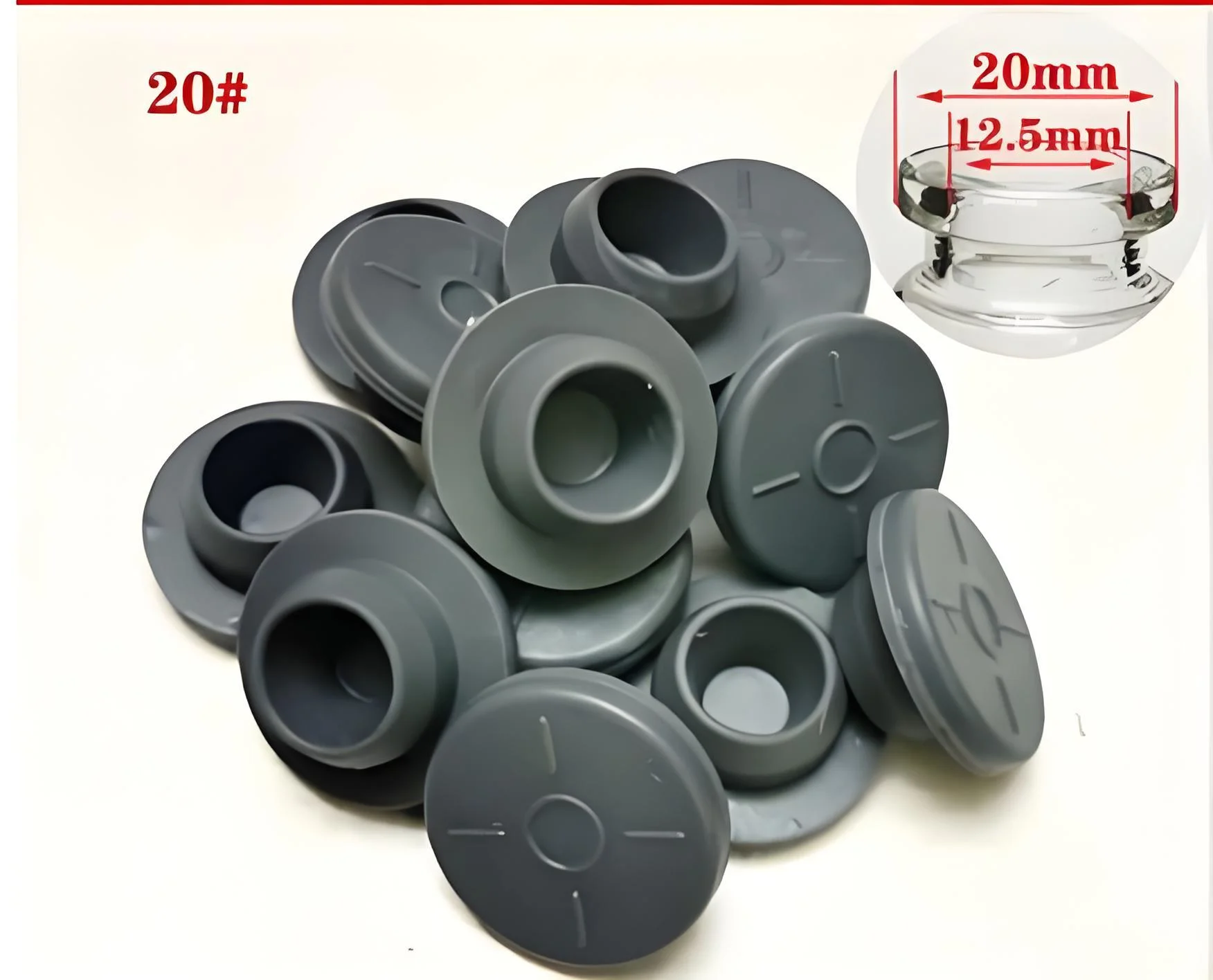 1000pcs 20mm Grey Butyl Rubber Stopper Plug for Glass Vial Bottle 10ml Sealing