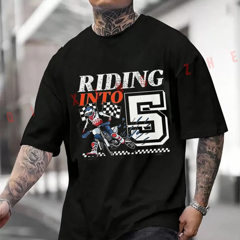 

Motorcycle Racing Theme T-shirt Moto Summer Cotton Short Sleeved Tee Casual Breathable Unisex Tops