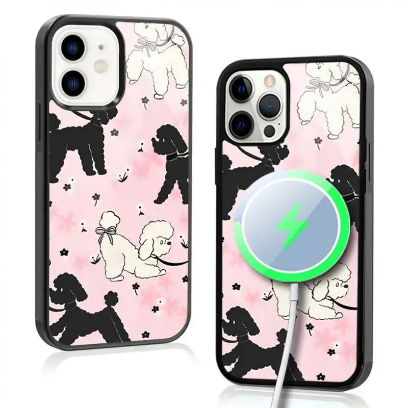 

Poodle Doodles Phone Case For IPhone 11 12 13 14 15 Plus Pro Max Mirror Acrylic Cover For Magsafe Wireless Charging