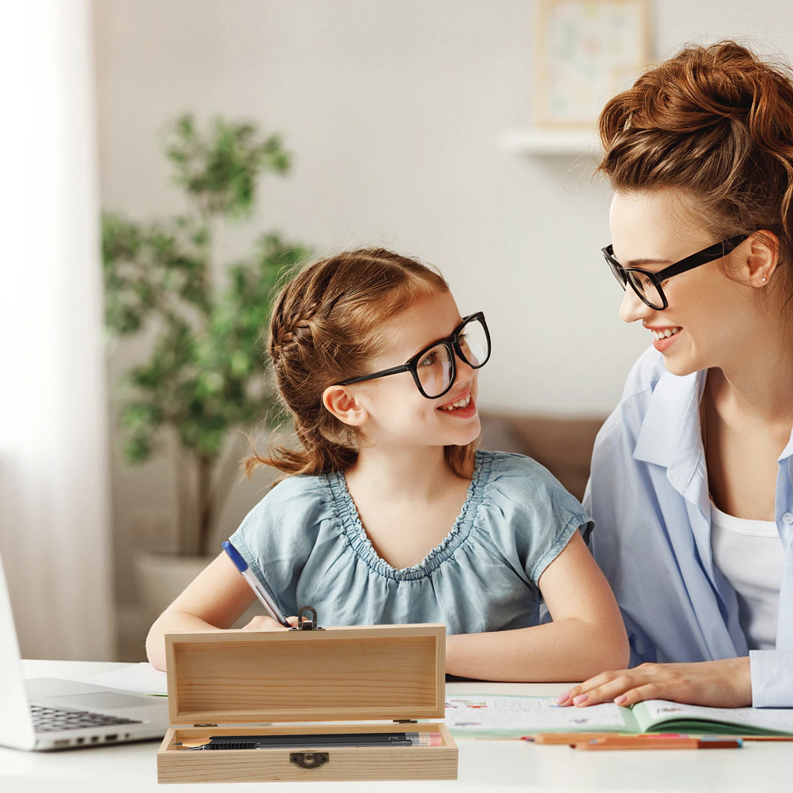 Wooden Painting Mold School Supplies Pencil Case Holder for Desk Large Stationery Storage Boxes - Image 3