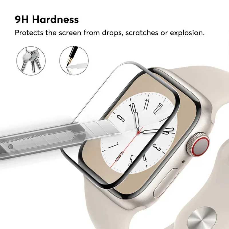 Screen Protector For Apple Watch series 9 8 7 45mm 41mm Accessories Soft Glass 9D HD Full Film iWatch 6 5 3 se 44mm 40mm 42 38mm image 6