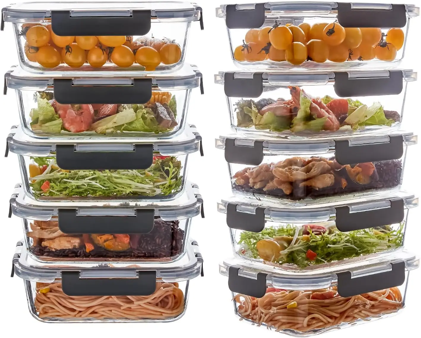 

10 Pack 22 oz Glass Meal Prep Containers, Glass Food Storage Containers with Lids, Reusable Airtight Leakproof Lunch Be