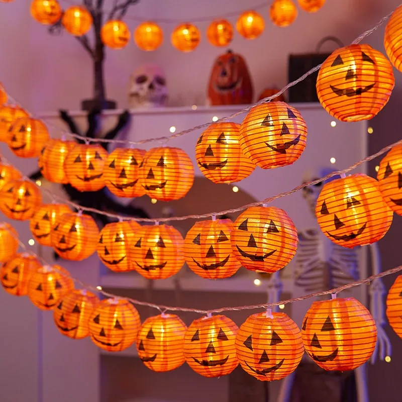 Halloween Decorations, Props, Luminous Jack-o-lanterns, String of Lights, Party Atmosphere, Theme Scene Arrangement