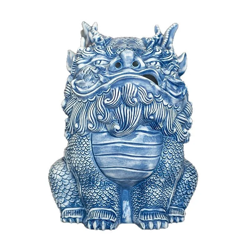 

Pixiu tea pet ghost fan day eye Jingdezhen ceramic incense burner ornament hand-painted unicorn living room entrance decoration