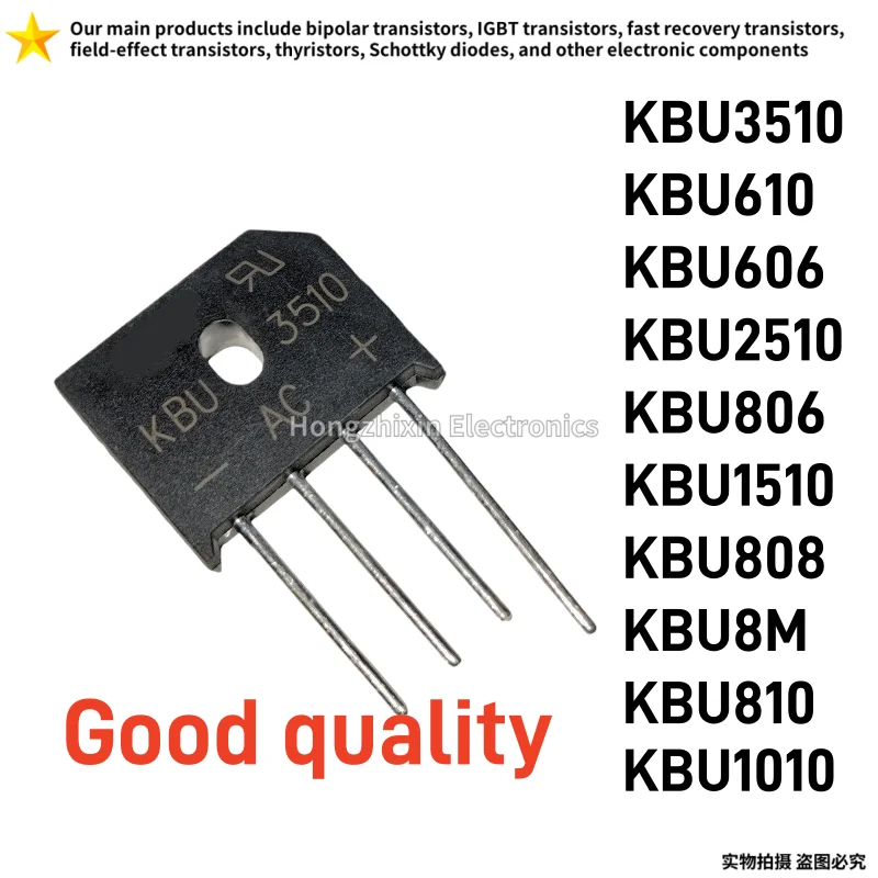 10PCS GBU2506 GBU25M GBU6J GBU6M GBU1508 GBU8K GBU6K ZIP-4 Commonly used rectifier bridge flat bridge