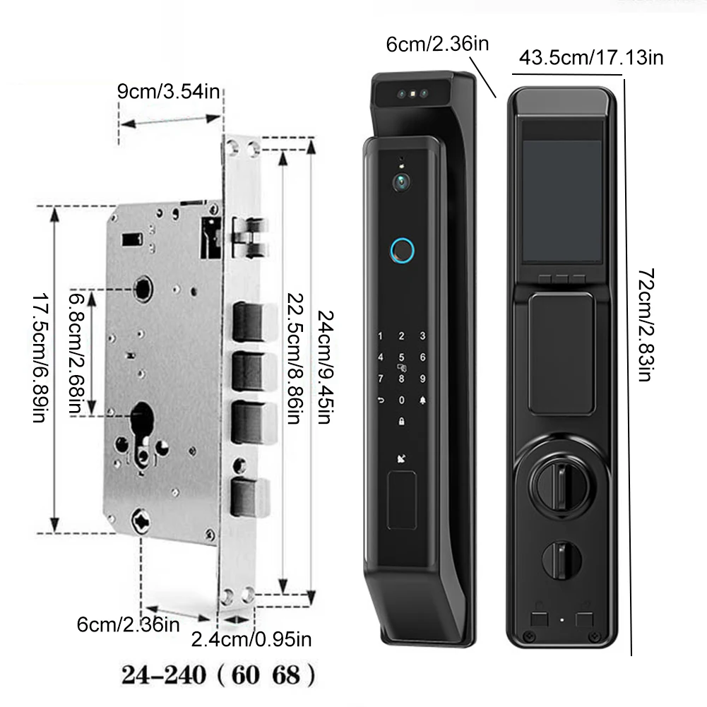 카메라가 있는 얼굴 지문 스마트 문짝 잠금 장치, 다중 잠금 해제, 3D 얼굴 인식, 생체 인식 스마트 잠금 장치