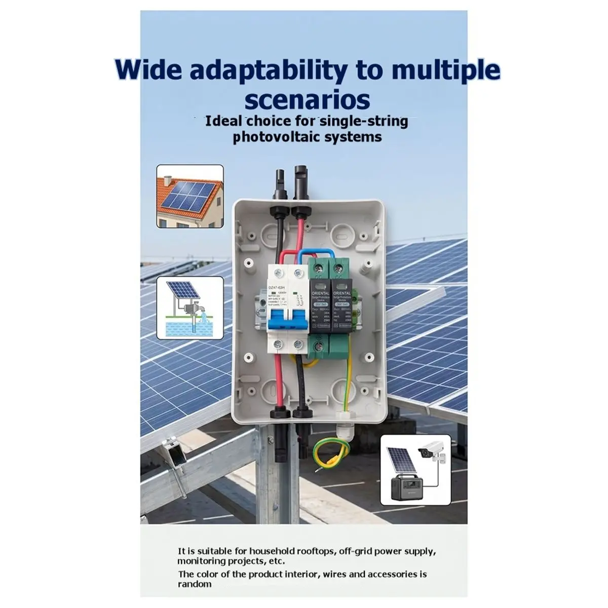 PV Combiner Box Solar DC600V Disconnect Switch with Lightnin Protection Economical 1 in 1 Out Distribution Box