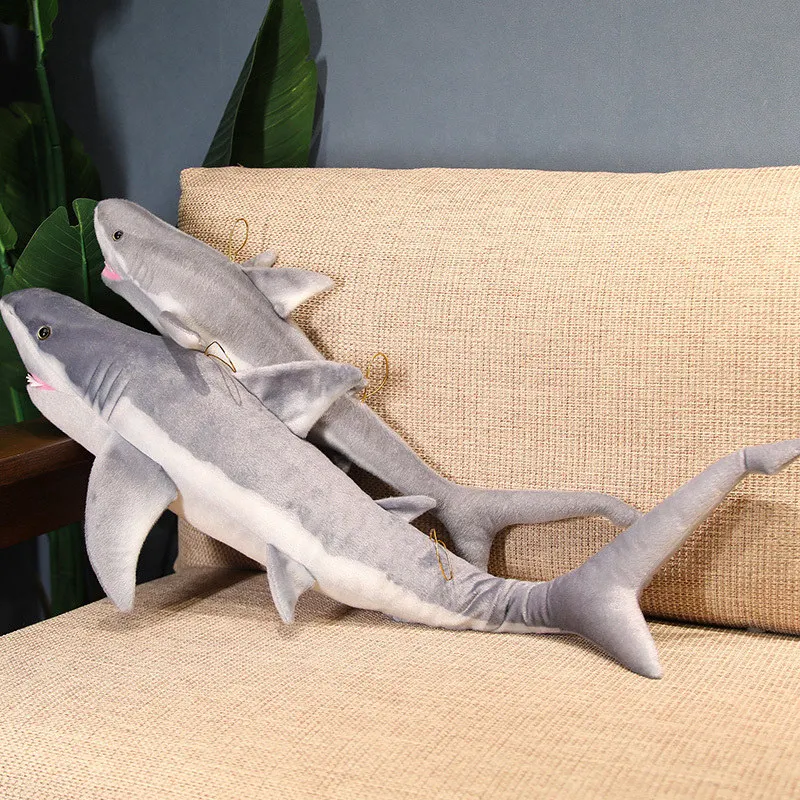 60-140CM Great White Shark Plush Toy Simulation Stuffed Soft Jaws Pillow Sleeping Cushion For Birthday Gifts