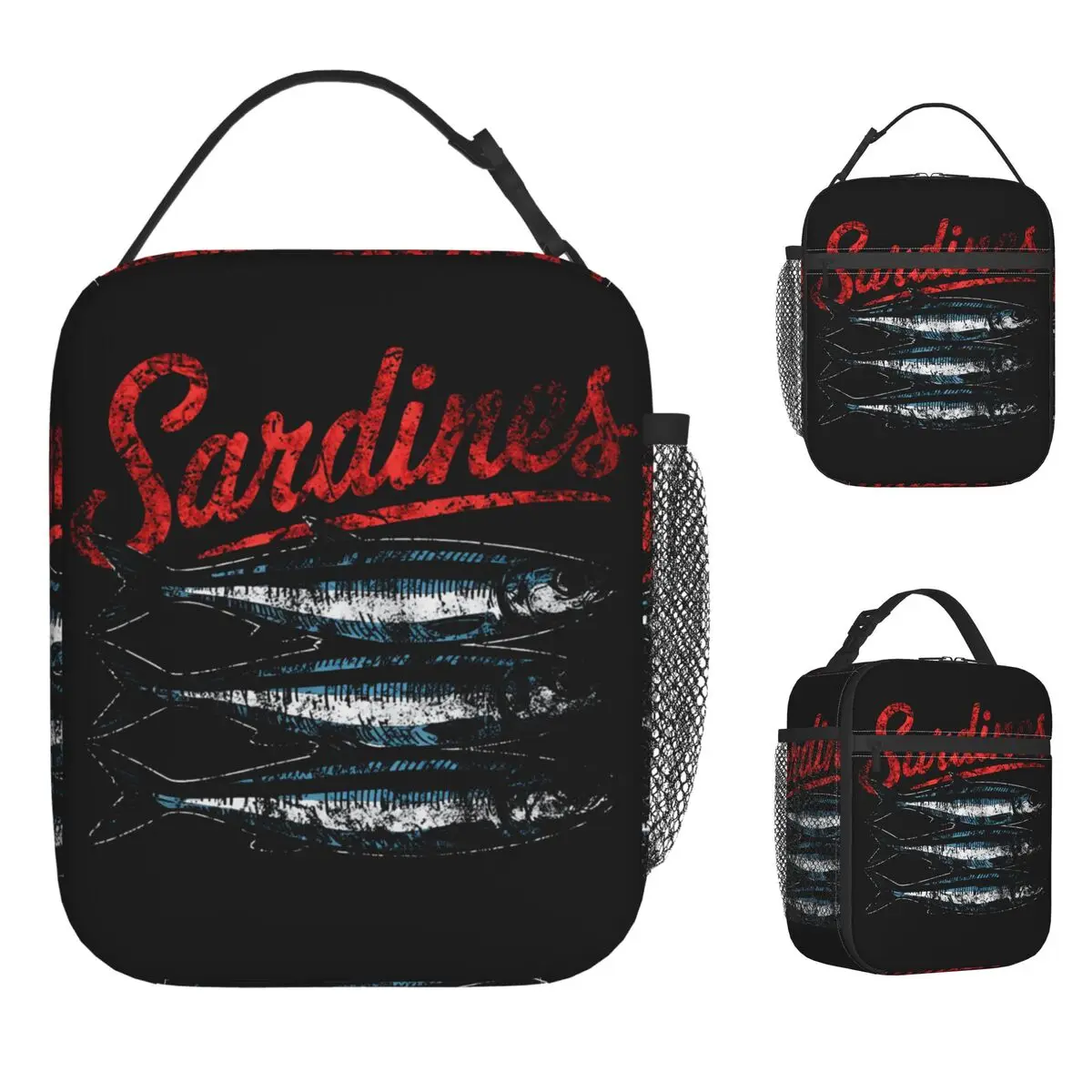 

Яркая сумка для обеда в стиле ретро Sardines, удобная коробка для завтрака, женская школьная дизайнерская сумка-холодильник, милые оксфордские термосумки для обеда