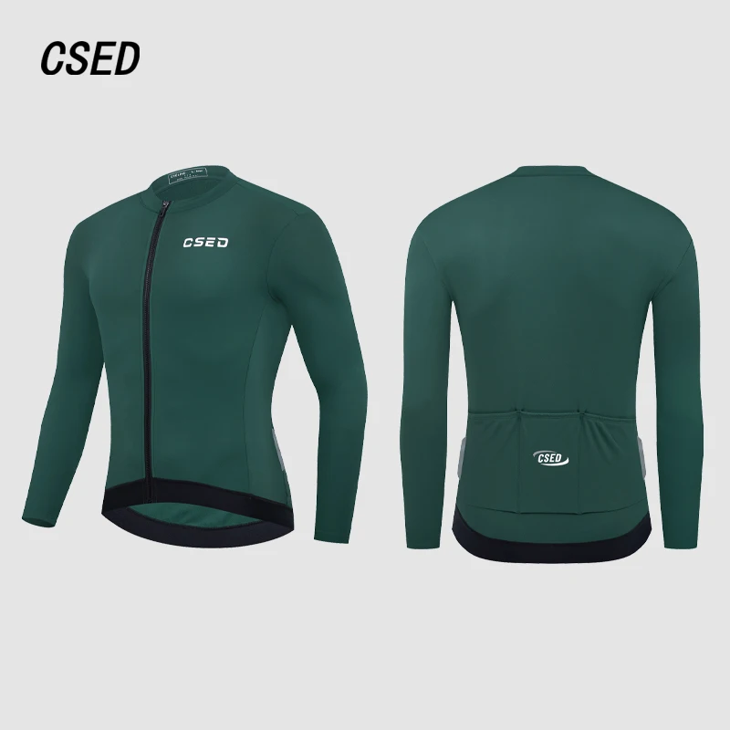 

CSED Men's Winter Cycling Thermal Jersey Fleece Long Sleeve Bicycle Riding Clothes Warm Full Zipper Bike Clothing Pure Color