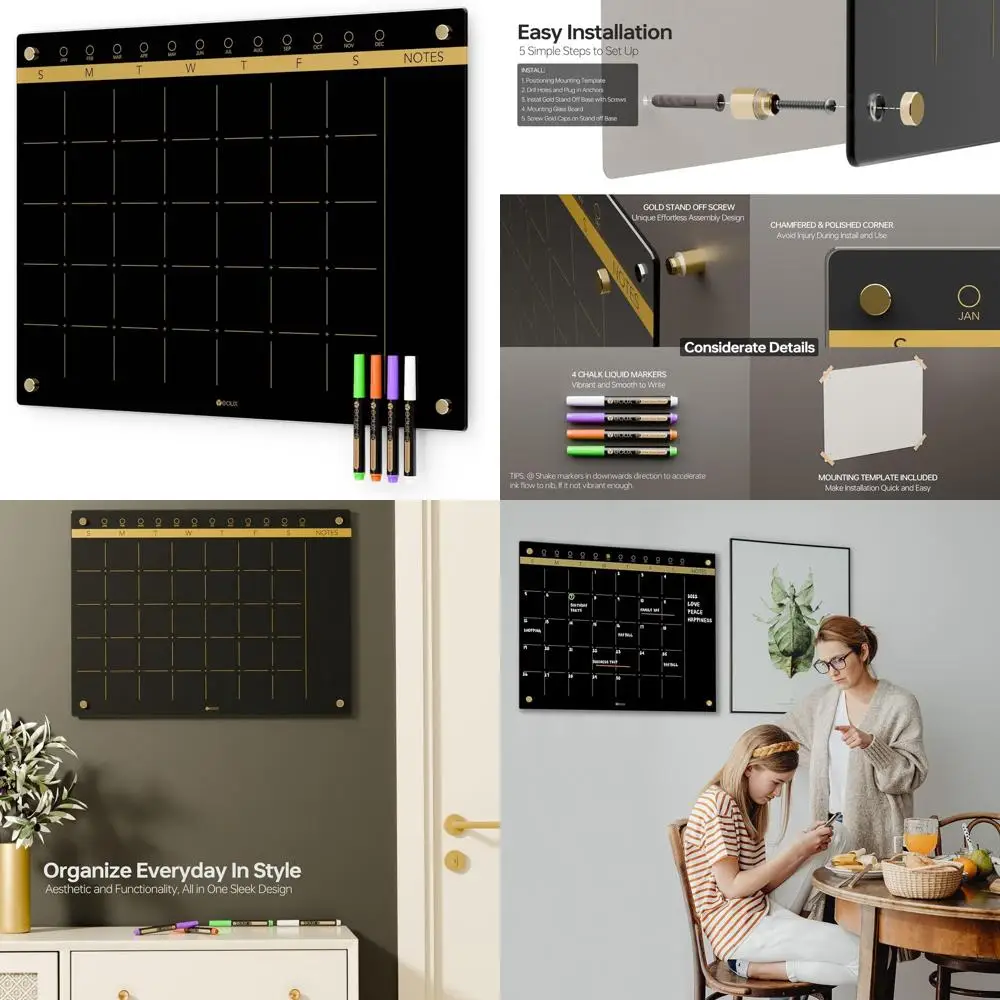 

Безрамная большая черная стеклянная доска размером 17x23 с 4 маркерами для сухого стирания для дома, кухни и офиса