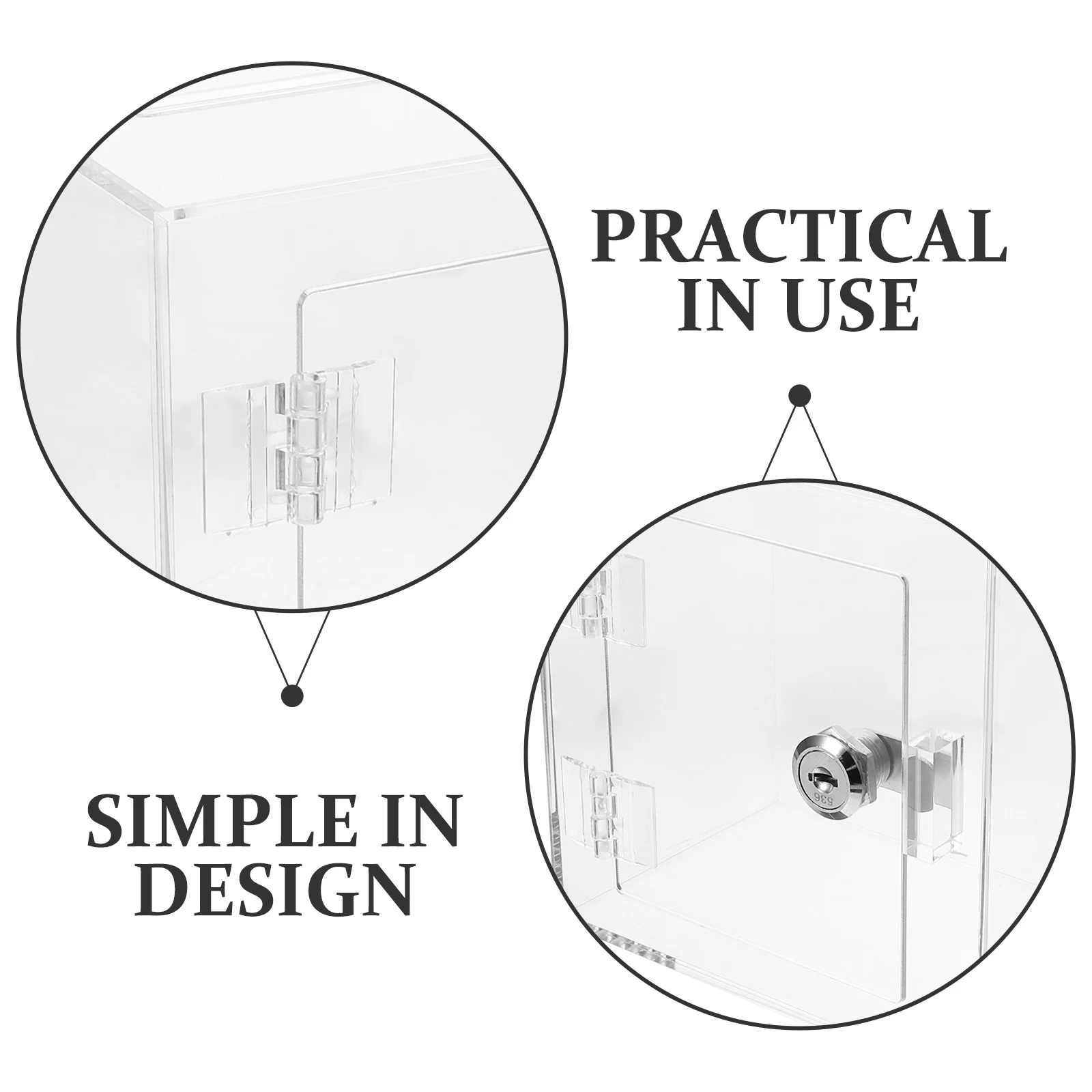 

Clear Acrylic Donation Box Lockable Multi-Functional Public Ballot Suggestion Voting Storage Fundraising Envelopes Letters Safe