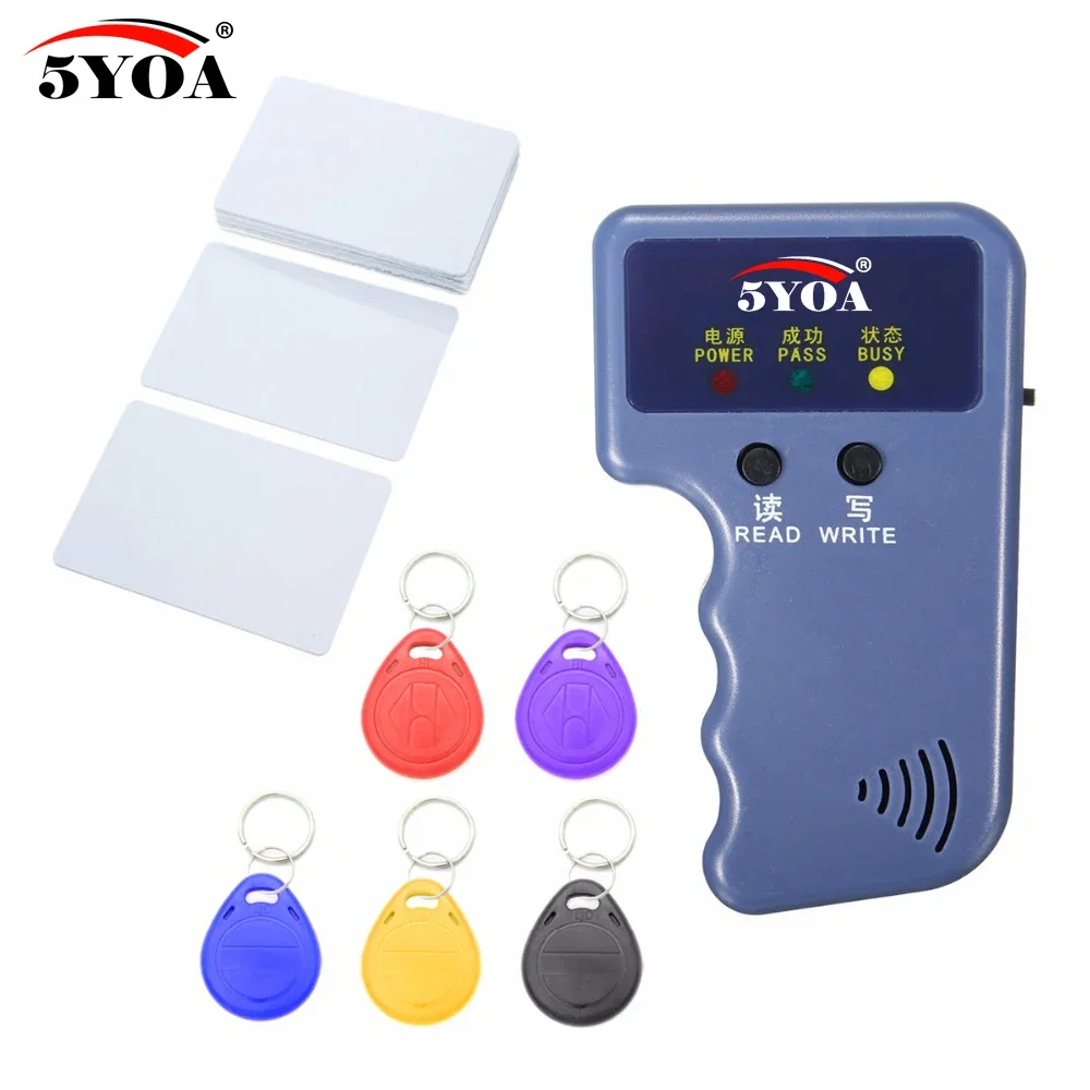 5YOA Handheld 125KHz EM4100 RFID Copier Writer Duplicator Programmer Reader + EM4305 T5577 Rewritable ID Keyfobs Tags Card