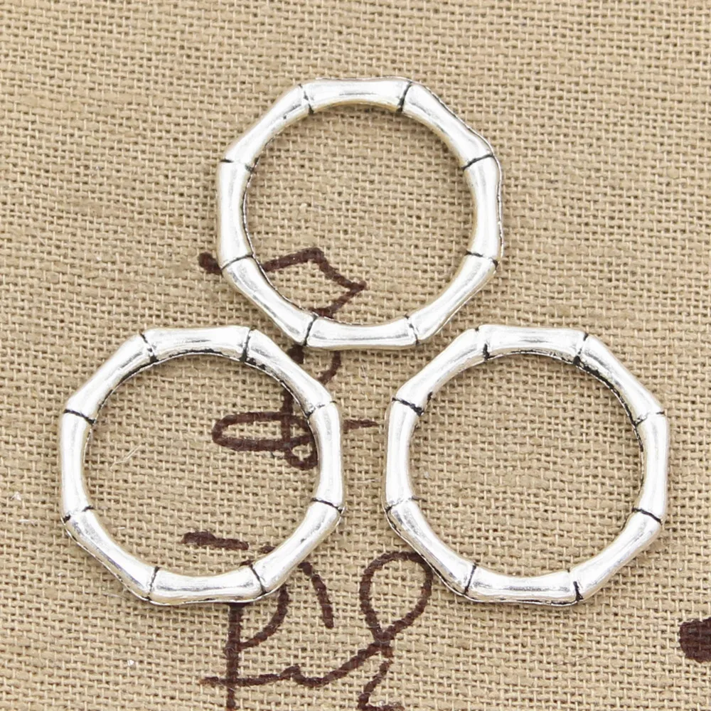 20pcs Charms Bamboo Circle Ring 21x21mm Antique Silver Color Pendants DIYCrafts Making Findings Handmade Tibetan Jewelry