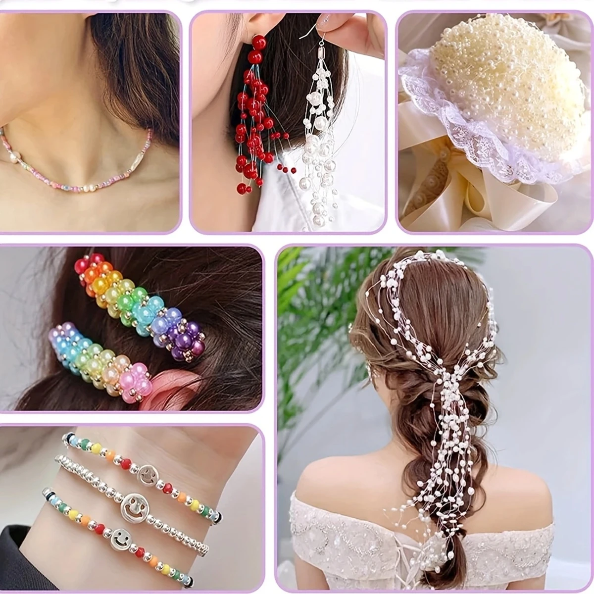 1050pcs 6mm Random Color Mixing AB Colors Round Acrylic Beads Set for DIY Making Crafting Bracelet Necklace